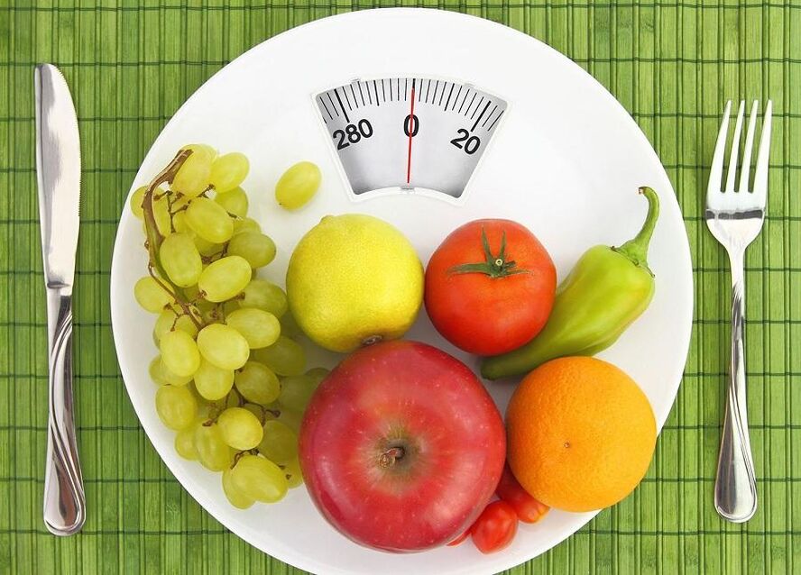 Obst und Gemüse auf Skalen